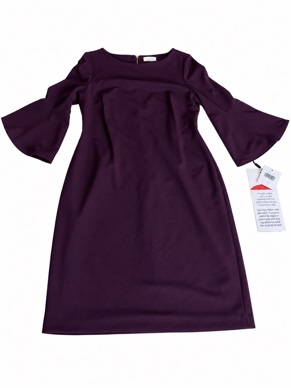 Calvin Klein Plum Bell Sleeve Midi Sheath Dress 🆕🆕🆕
